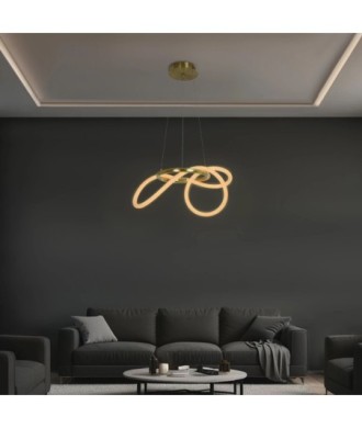 kelvo® GLOW KLV-101-0161 Κρεμαστό Φωτιστικό Οροφής LED 30W 3000lm 360° AC 220-240V IP20 Ρυθμιζόμενο Λευκό CCT με Χειριστήριο από 2700K έως 6000K Dimmable - Lumileds SMD Chip - Χρυσό Πλατίνα - Μ40 x Π40 x Υ30cm - 3 Χρόνια Εγγύηση